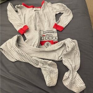Carter's Gray and Red Striped Kids footie pajamas